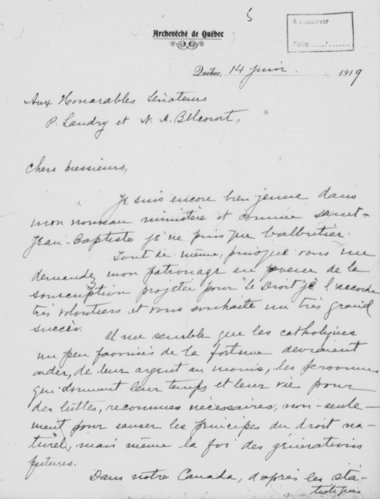 Lettre de Mgr Joseph Hall&eacute;