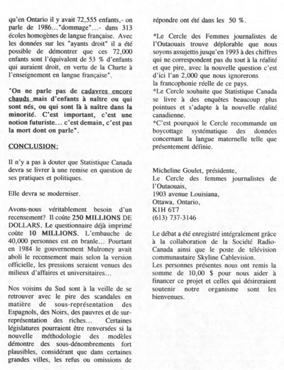 M&eacute;moire du Cercle des femmes journalistes de l'Outaouais
