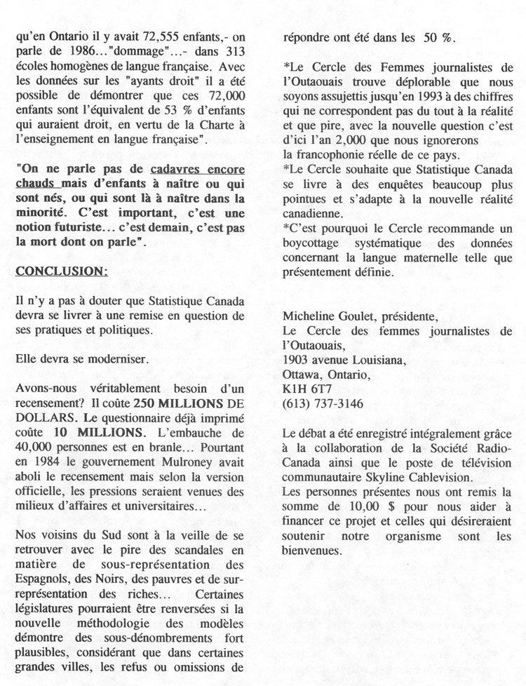M&eacute;moire du Cercle des femmes journalistes de l'Outaouais