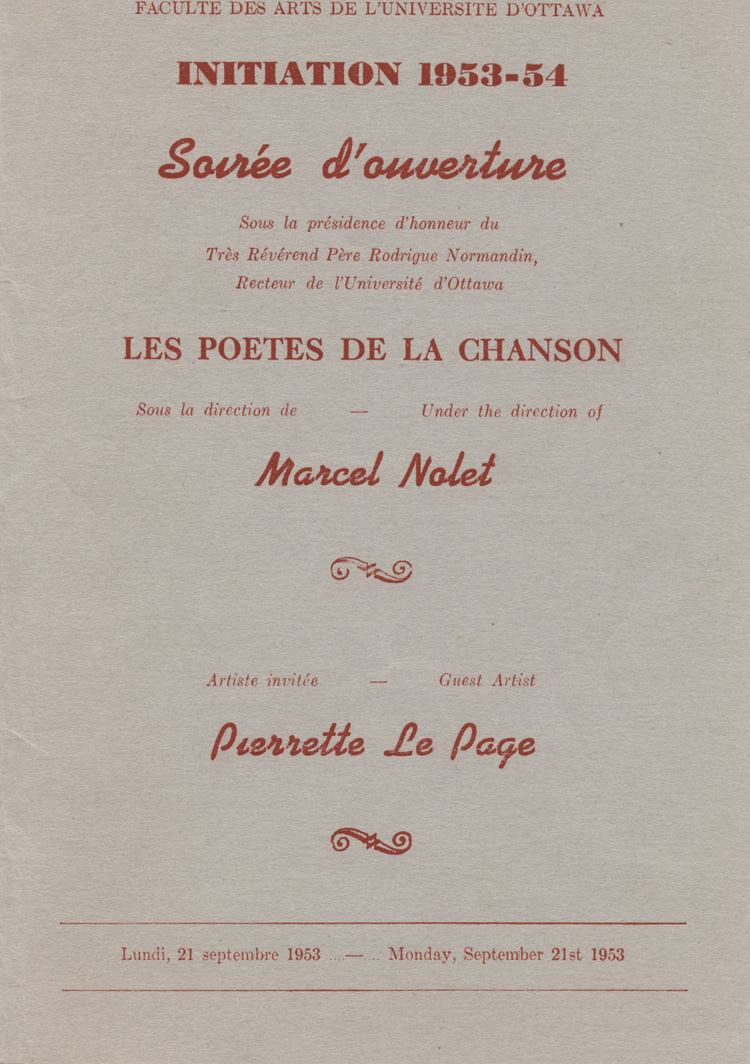 Programme d'un concert des Poètes de la chanson (1953)