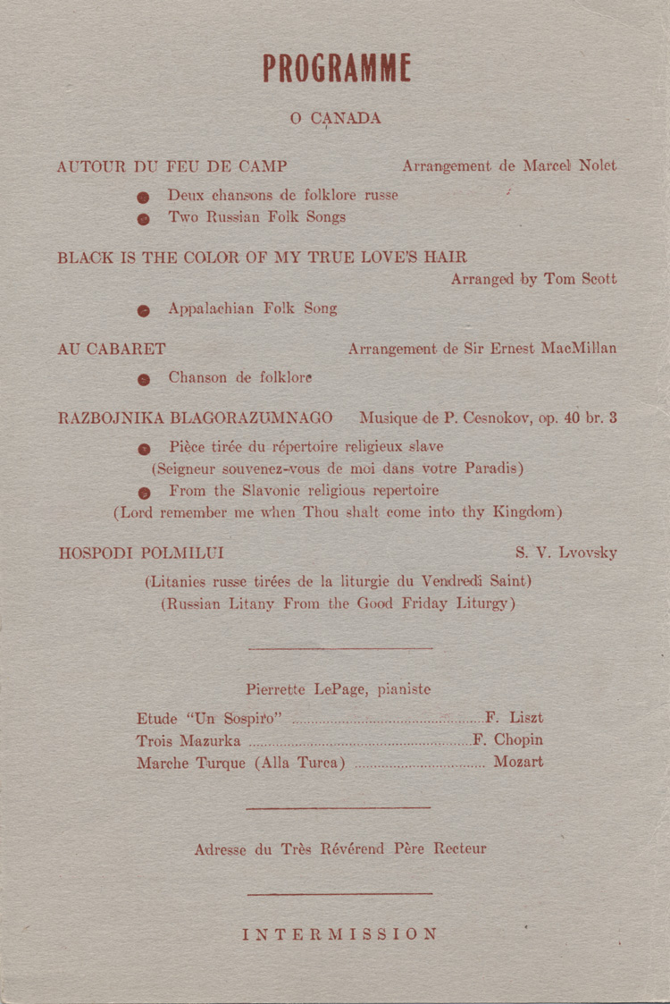Programme d'un concert des Poètes de la chanson (1953)