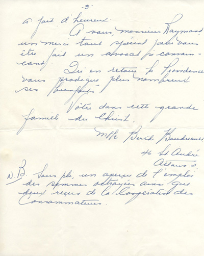 Lettre de remerciements adress&eacute;e au club Richelieu Ottawa pour une contribution financi&egrave;re, 1964