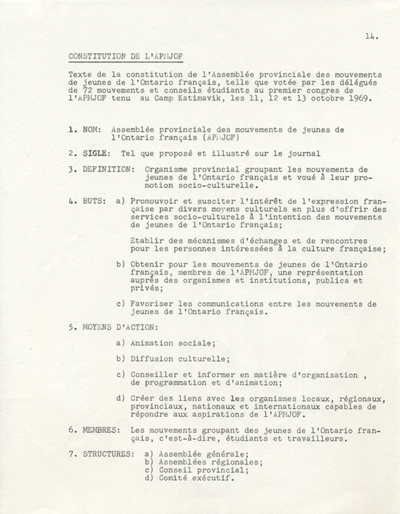Constitution de l'APMJOF