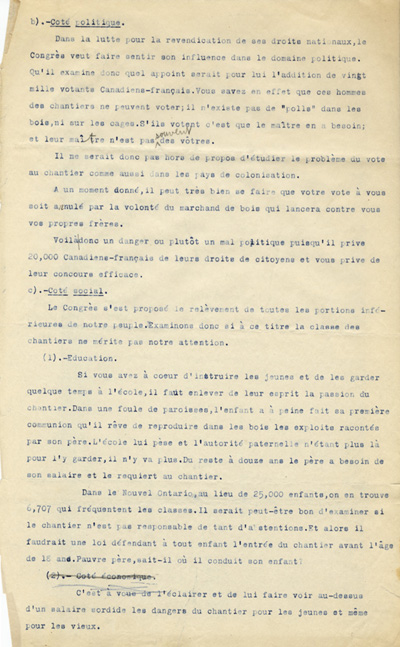 Texte du discours sur la situation dans les chantiers