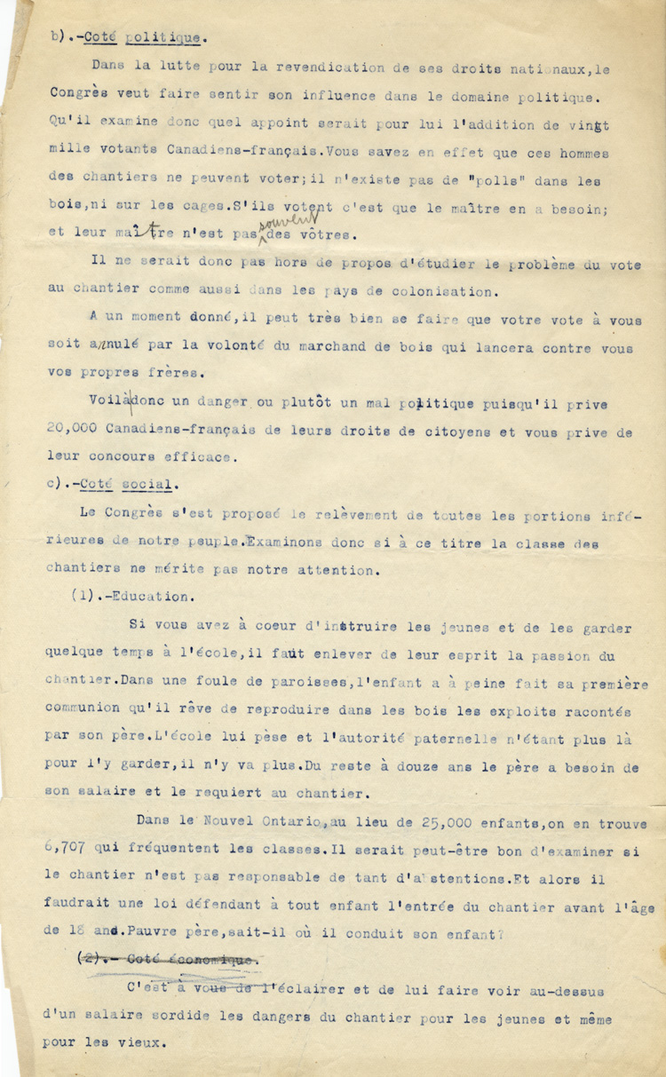Texte du discours sur la situation dans les chantiers