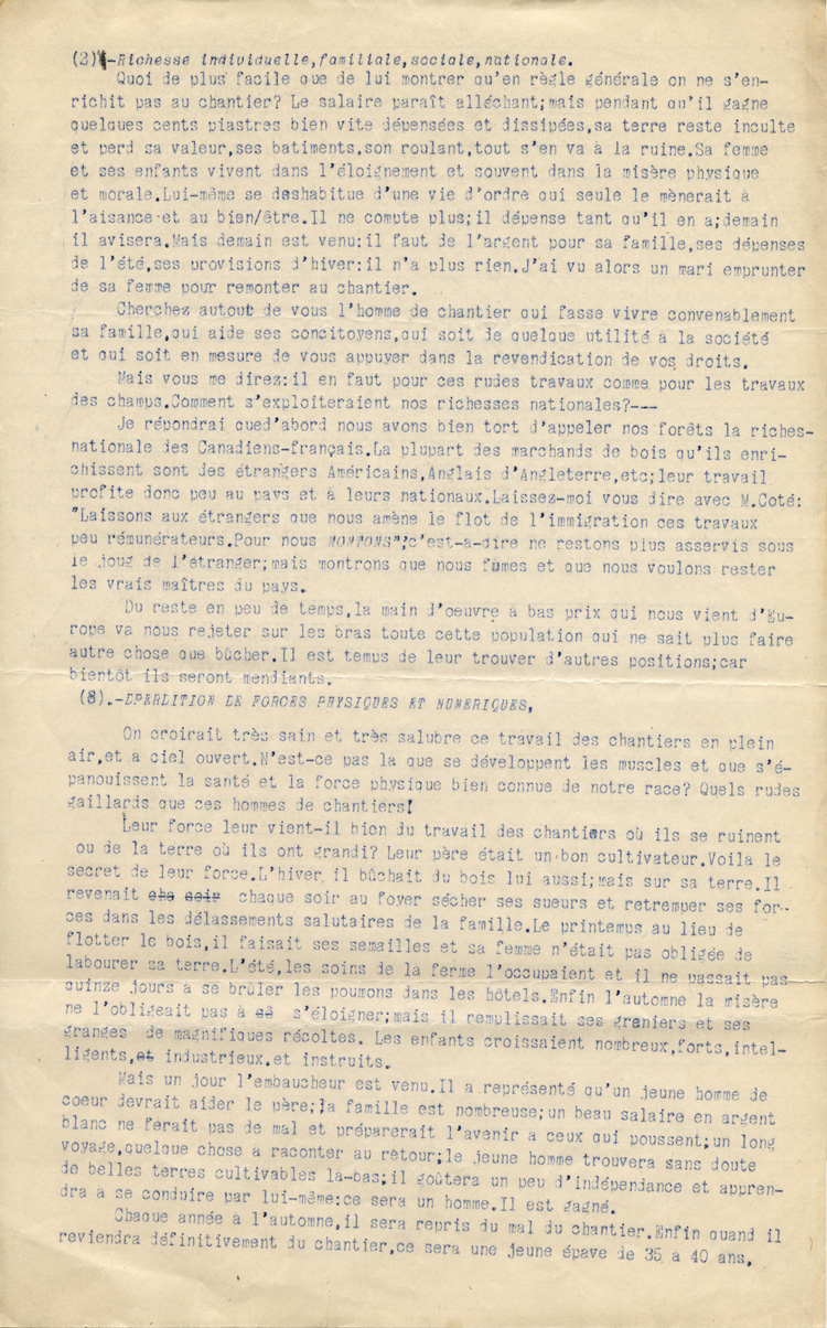 Texte du discours sur la situation dans les chantiers