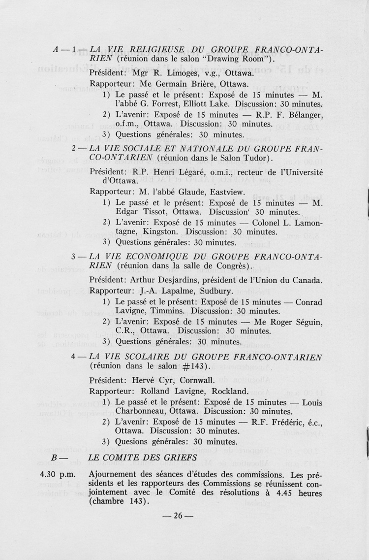 Programme du quinzi&egrave;me congr&egrave;s g&eacute;n&eacute;ral (1960)