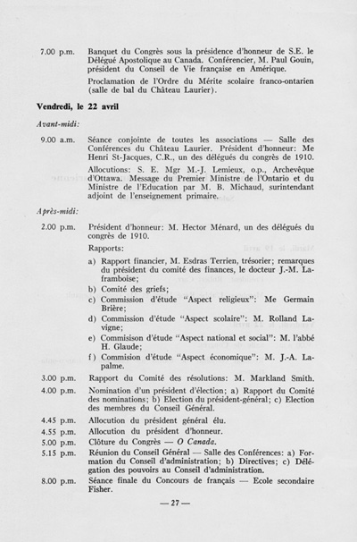 Programme du quinzi&egrave;me congr&egrave;s g&eacute;n&eacute;ral (1960)