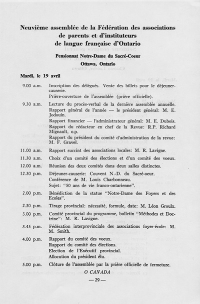 Programme du quinzi&egrave;me congr&egrave;s g&eacute;n&eacute;ral (1960)