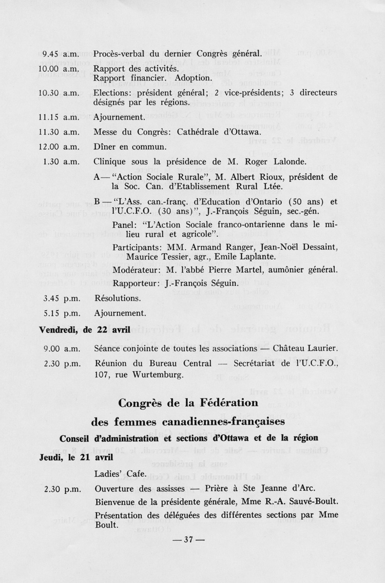Programme du quinzi&egrave;me congr&egrave;s g&eacute;n&eacute;ral (1960)