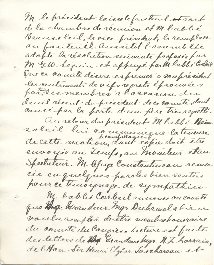 Compte rendu de la r&eacute;union du Comit&eacute; g&eacute;n&eacute;ral d'organisation