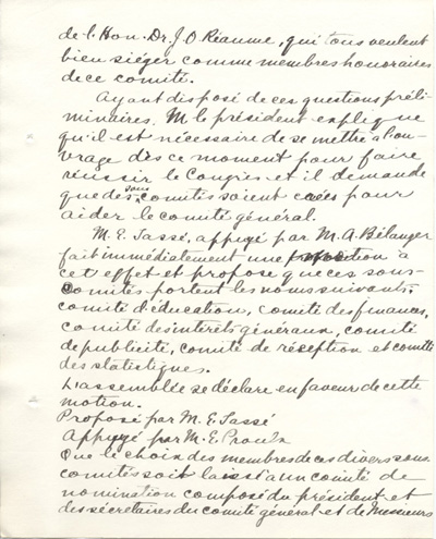 Compte rendu de la r&eacute;union du Comit&eacute; g&eacute;n&eacute;ral d'organisation