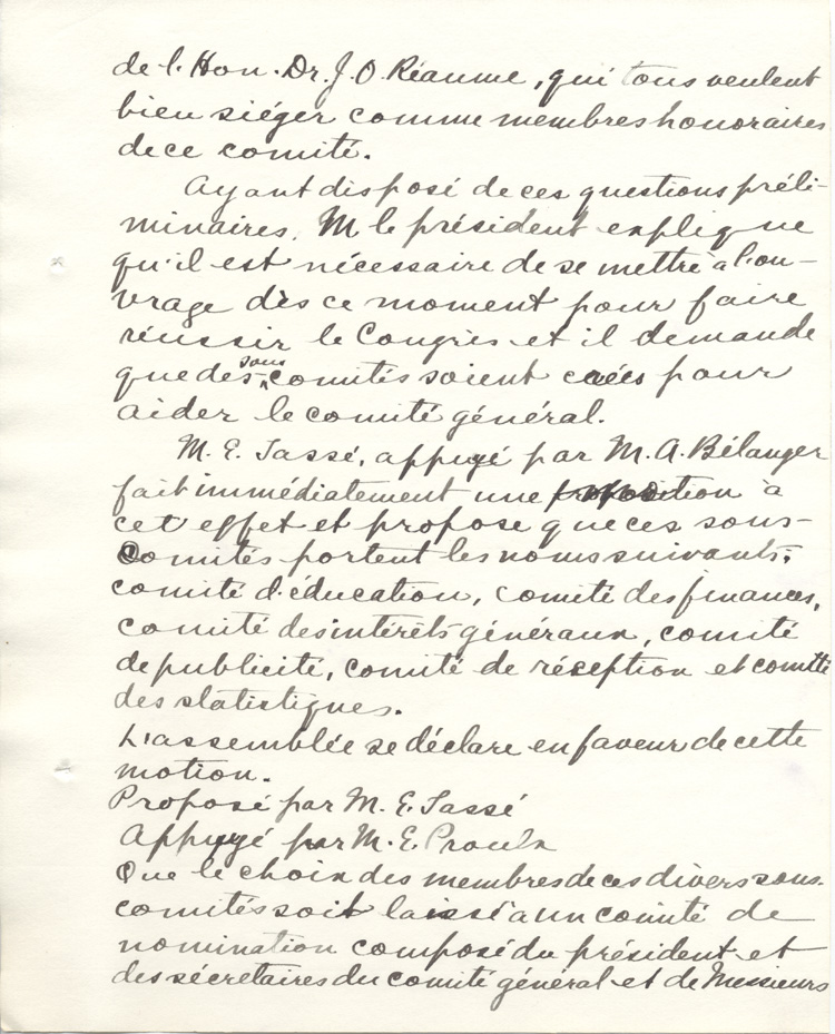 Compte rendu de la r&eacute;union du Comit&eacute; g&eacute;n&eacute;ral d'organisation