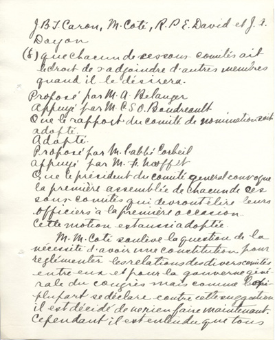 Compte rendu de la r&eacute;union du Comit&eacute; g&eacute;n&eacute;ral d'organisation
