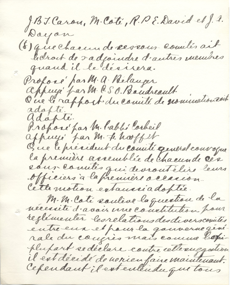 Compte rendu de la r&eacute;union du Comit&eacute; g&eacute;n&eacute;ral d'organisation