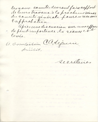Compte rendu de la r&eacute;union du Comit&eacute; g&eacute;n&eacute;ral d'organisation