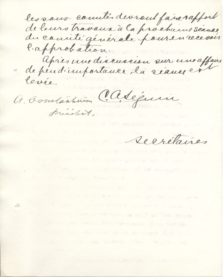 Compte rendu de la r&eacute;union du Comit&eacute; g&eacute;n&eacute;ral d'organisation