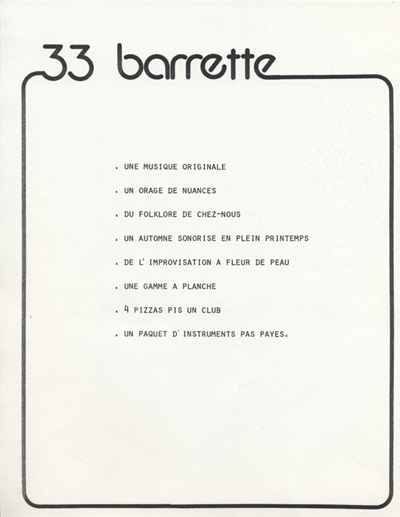 Dossier de presse de 33 Barrette (1976)