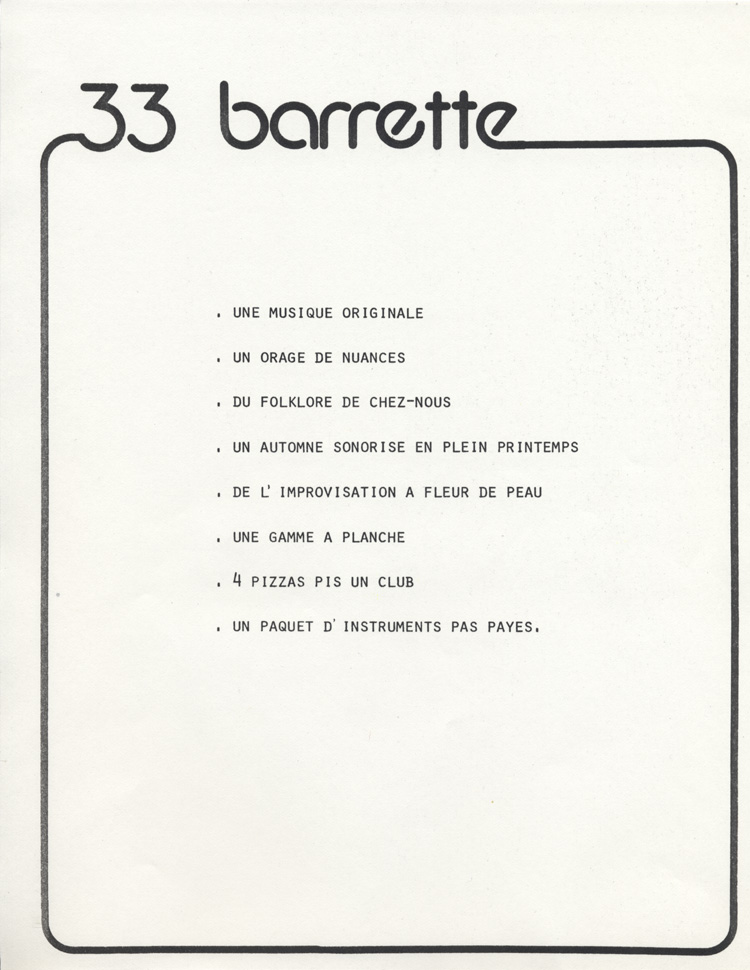 Dossier de presse de 33 Barrette (1976)