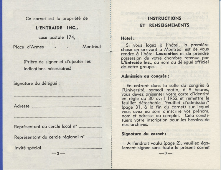 Carnet de d&eacute;l&eacute;gu&eacute; du 8e congr&egrave;s g&eacute;n&eacute;ral de l'Ordre de Jacques Cartier (OJC)
