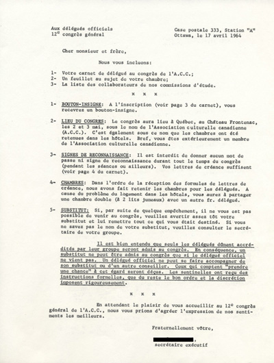Carnet de d&eacute;l&eacute;gu&eacute; du 8e congr&egrave;s g&eacute;n&eacute;ral de l'Ordre de Jacques Cartier (OJC)