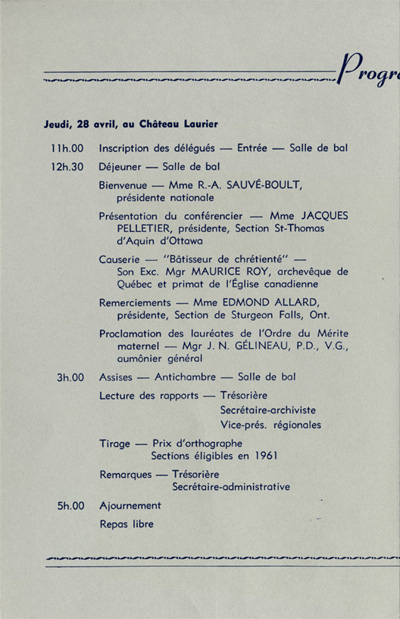 Programme du congr&egrave;s annuel