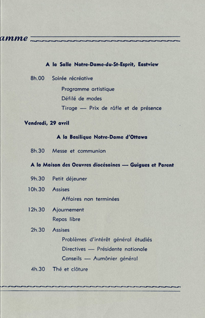 Programme du congr&egrave;s annuel