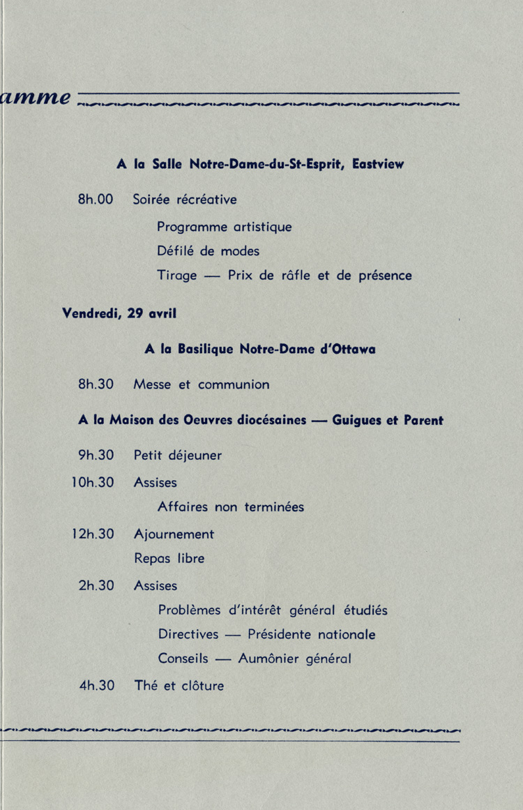 Programme du congr&egrave;s annuel