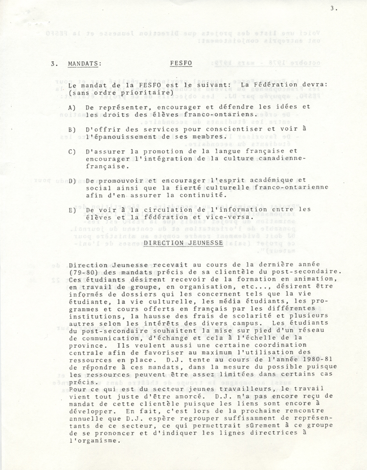 Document d'entente entre Direction-Jeunesse et la F&eacute;d&eacute;ration des &eacute;l&egrave;ves du secondaire franco-ontarien