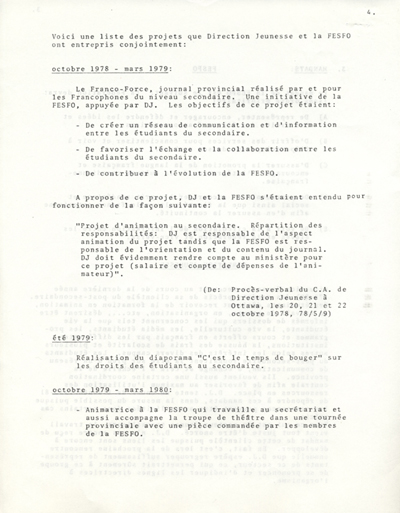 Document d'entente entre Direction-Jeunesse et la F&eacute;d&eacute;ration des &eacute;l&egrave;ves du secondaire franco-ontarien