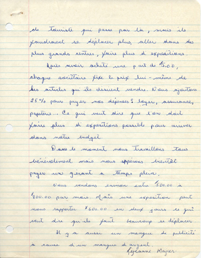 Lettre manuscrite de R&eacute;jeanne Mayer