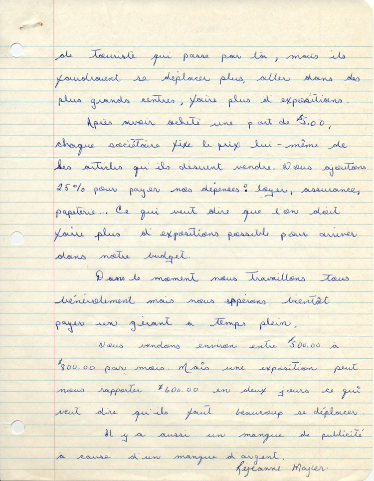 Lettre manuscrite de R&eacute;jeanne Mayer