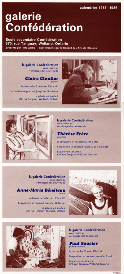 saison 1985-1986 de la Galerie Conf&eacute;d&eacute;ration (Welland)