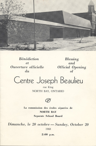 Programme de l'inauguration du Centre Joseph-Beaulieu