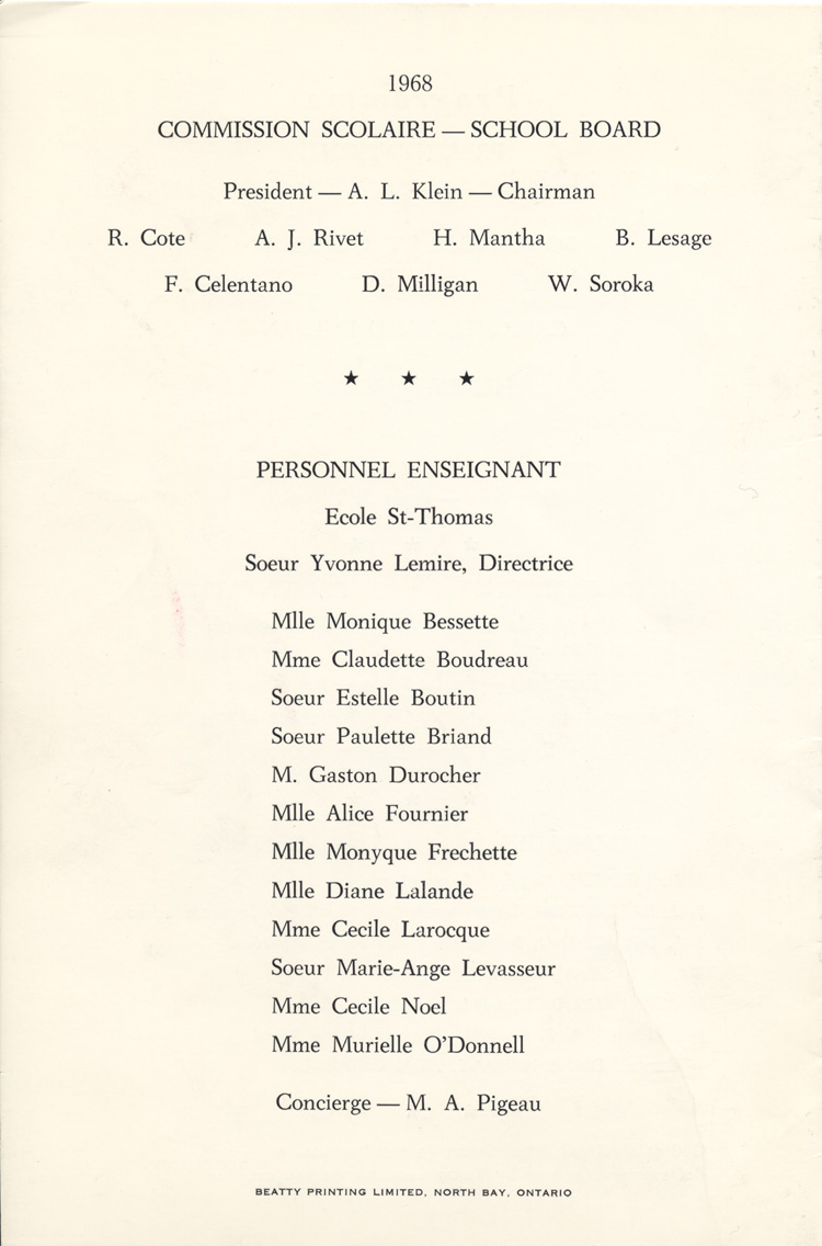 Programme de l'inauguration du Centre Joseph-Beaulieu
