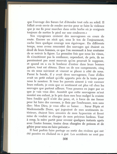 Reproduction de la trois cent sixi&egrave;me page du manuel Vers l’avenir de Ad&eacute;lard Gascon et Laurier Carri&egrave;re comprenant un r&eacute;cit de soeur Paul-&Eacute;mile, s.c.o., intitul&eacute; Un voyage de Bytown &agrave; Saint-Boniface, 1956.